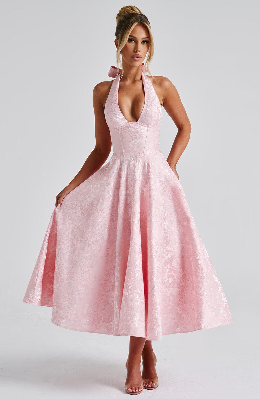 Effie Midi Elbise - Pembe