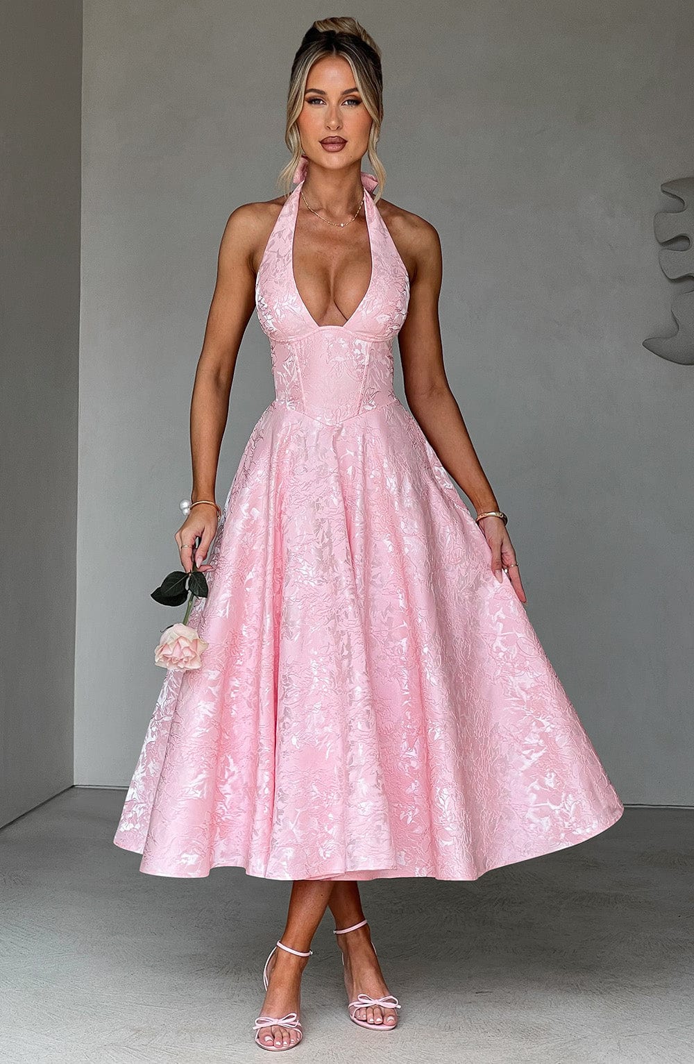 Effie Midi Elbise - Pembe