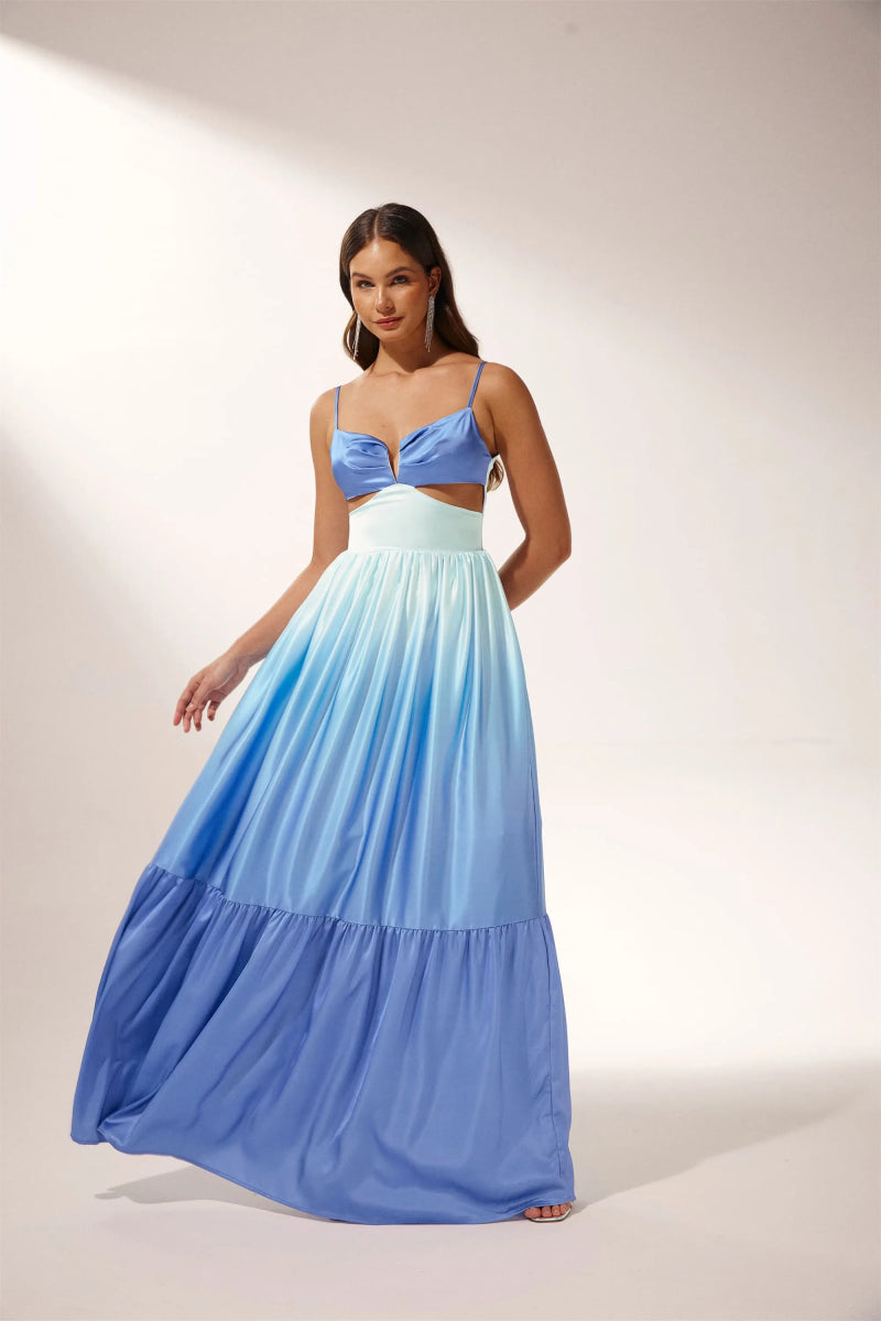 Ethel Dekolteli Degrade Maxi Slip Elbise