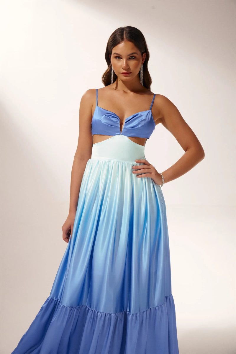 Ethel Dekolteli Degrade Maxi Slip Elbise