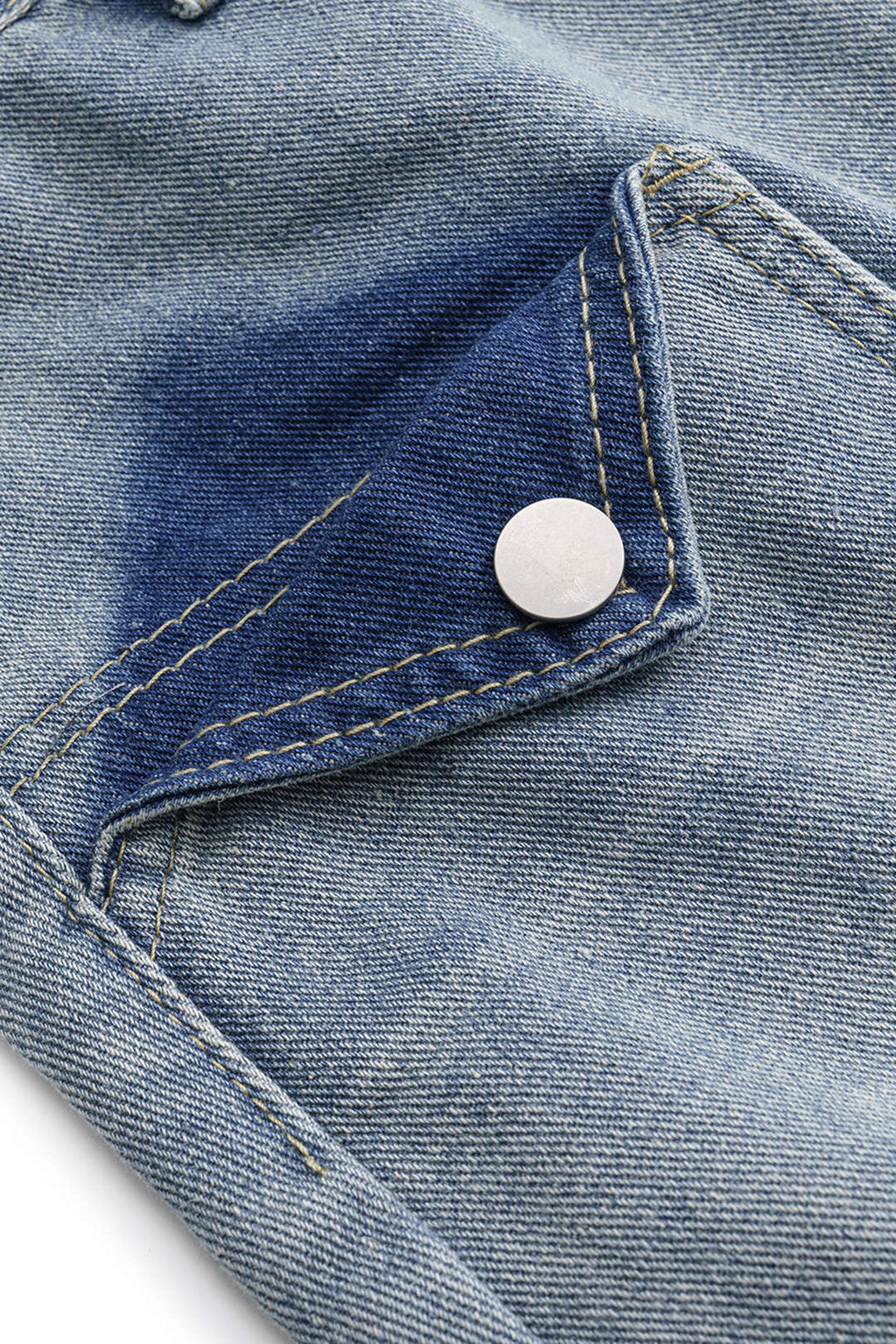 Denim Yüksek Belli Cepli Şort