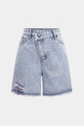 Denim Yüksek Bel Şort