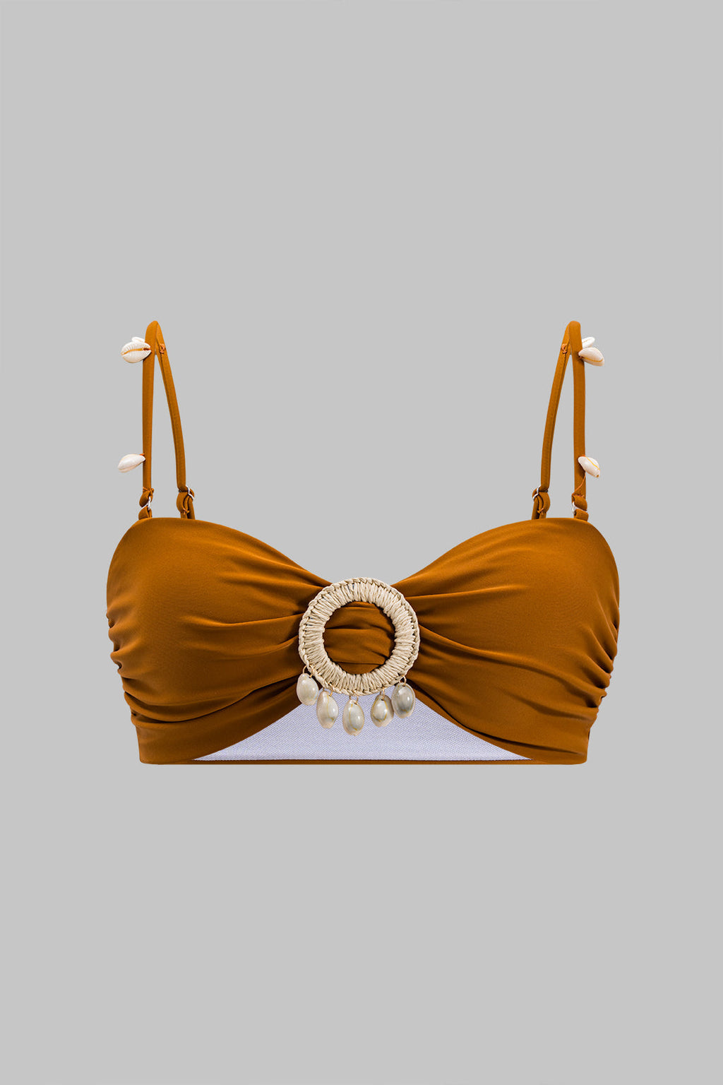 Kontrast Kabuk Dekorlu Kırışık Bikini Takımı