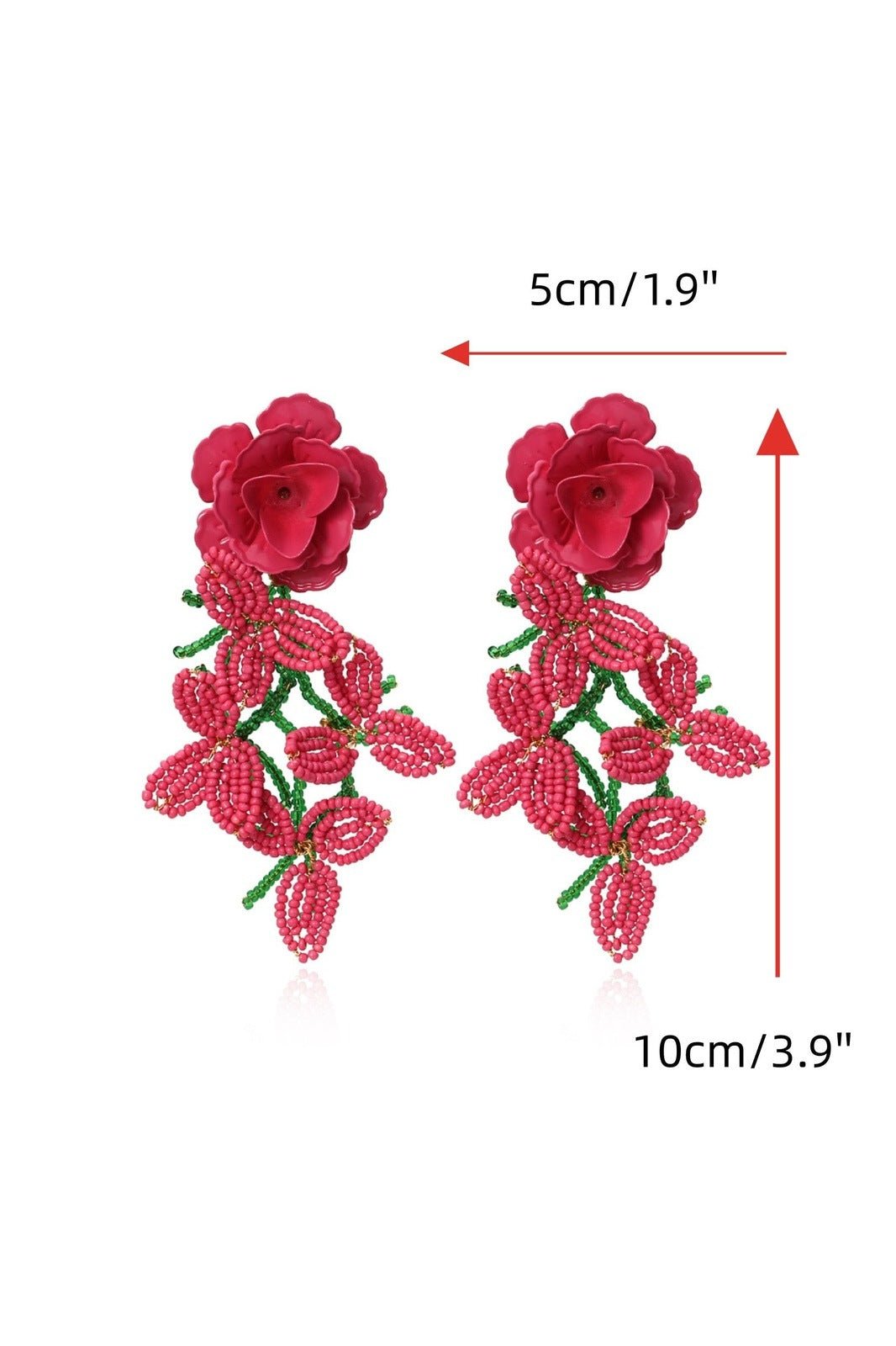 Çiçek Petal Boncuklu Püskül Küpe