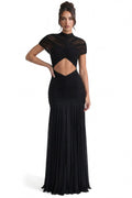 Odette Ruched Twist-Front Maxi Dress With Cutout Waist - Black