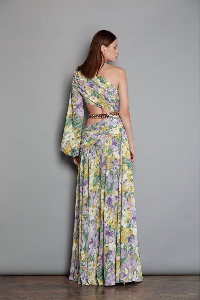 Gertrude Baskılı Cut-Out Asimetri Maxi Elbise
