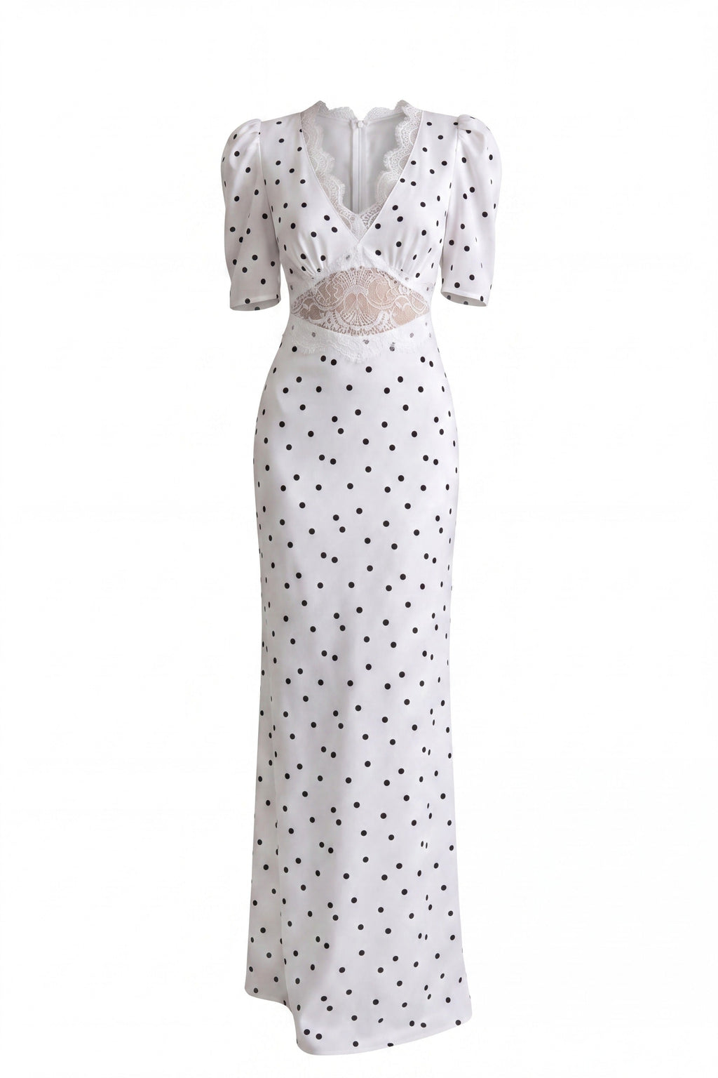 Céleste Polka Dot Maxi Dress With Puff Sleeves - White