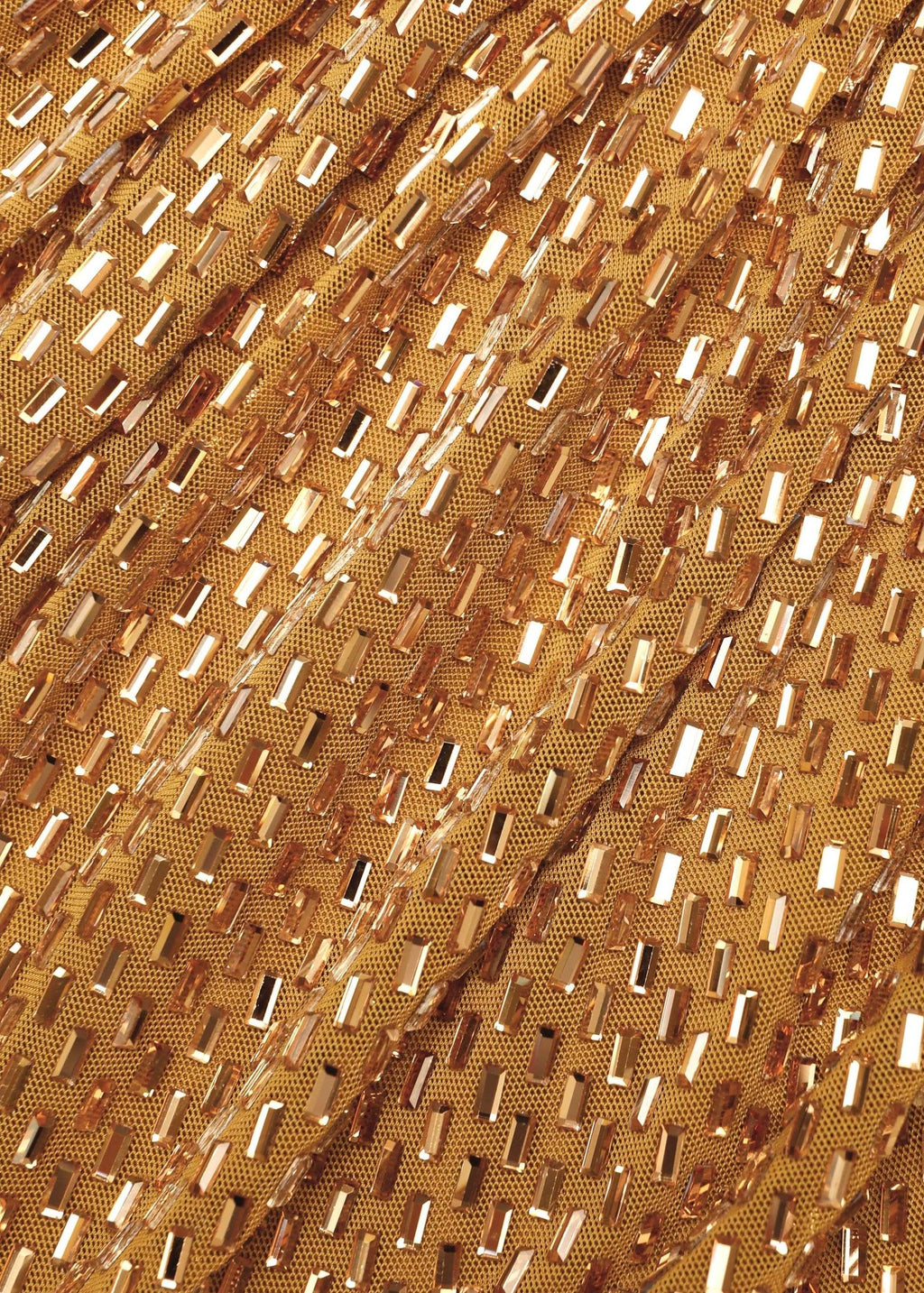 Gold Kristal Taşlı Midi Elbise