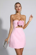 Kinsley Straplez Kesimli Mini Elbise Pembe ®