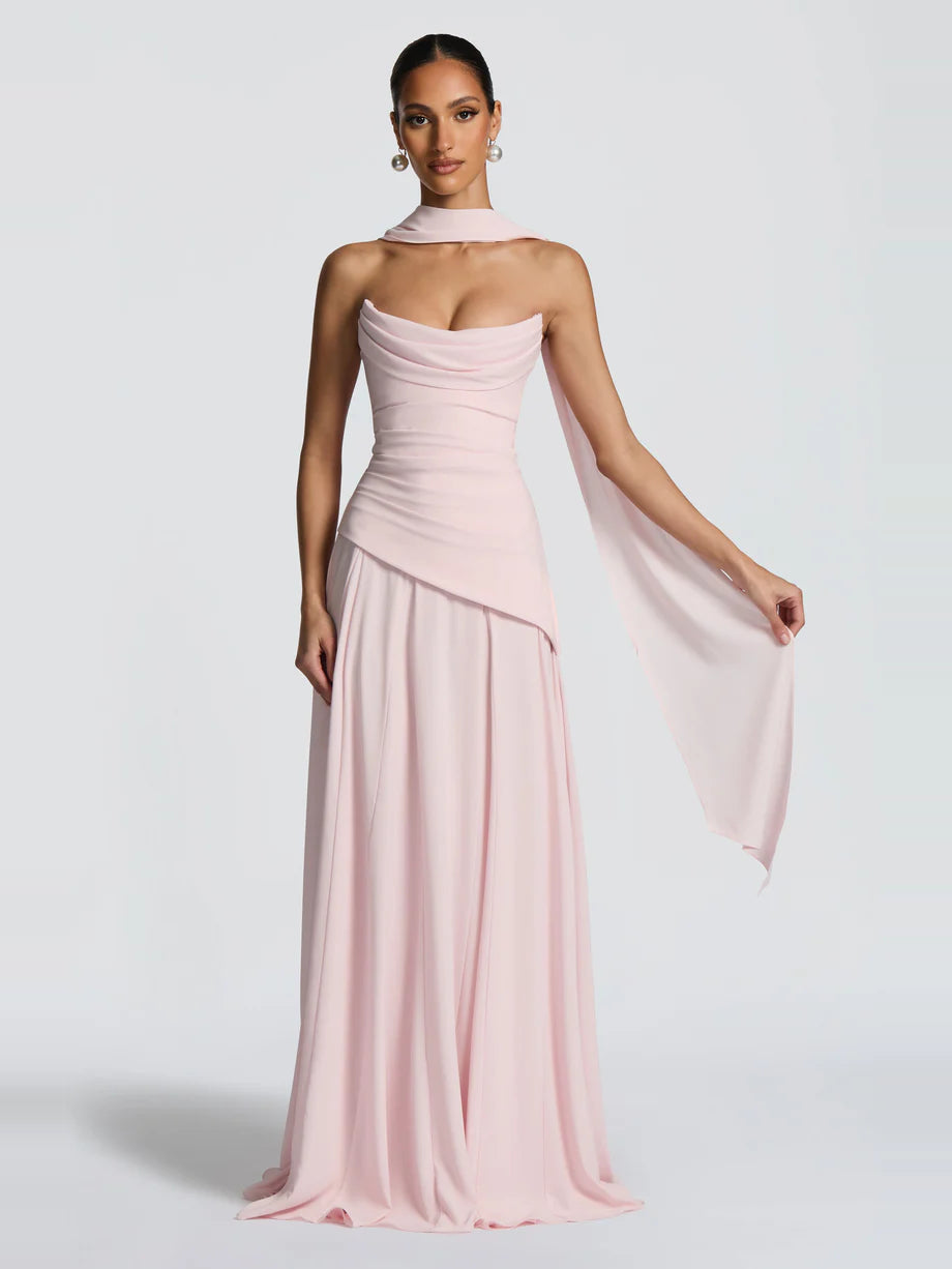 Halter Yaka Maxi Abiye Elbise