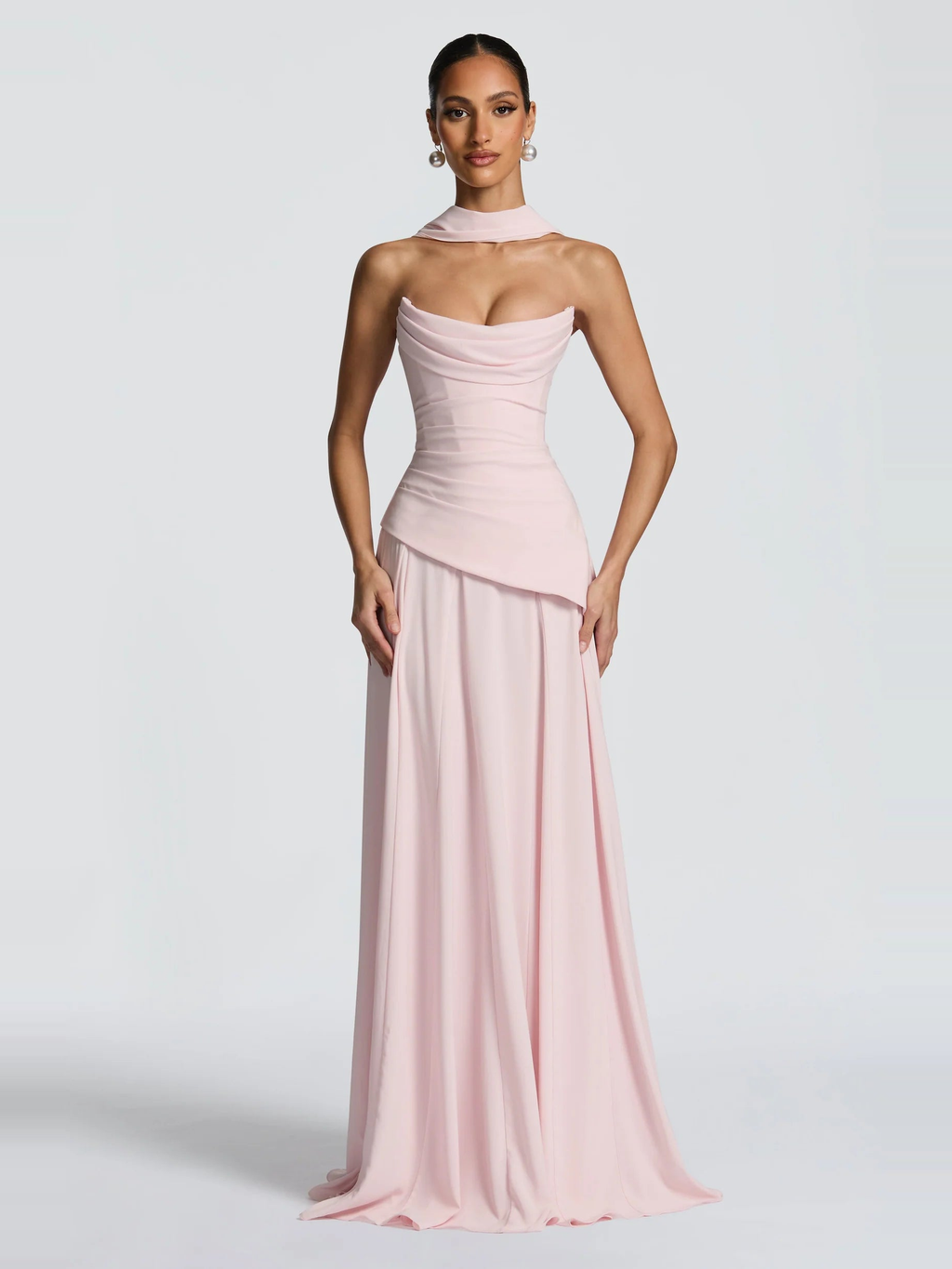 Halter Yaka Maxi Abiye Elbise