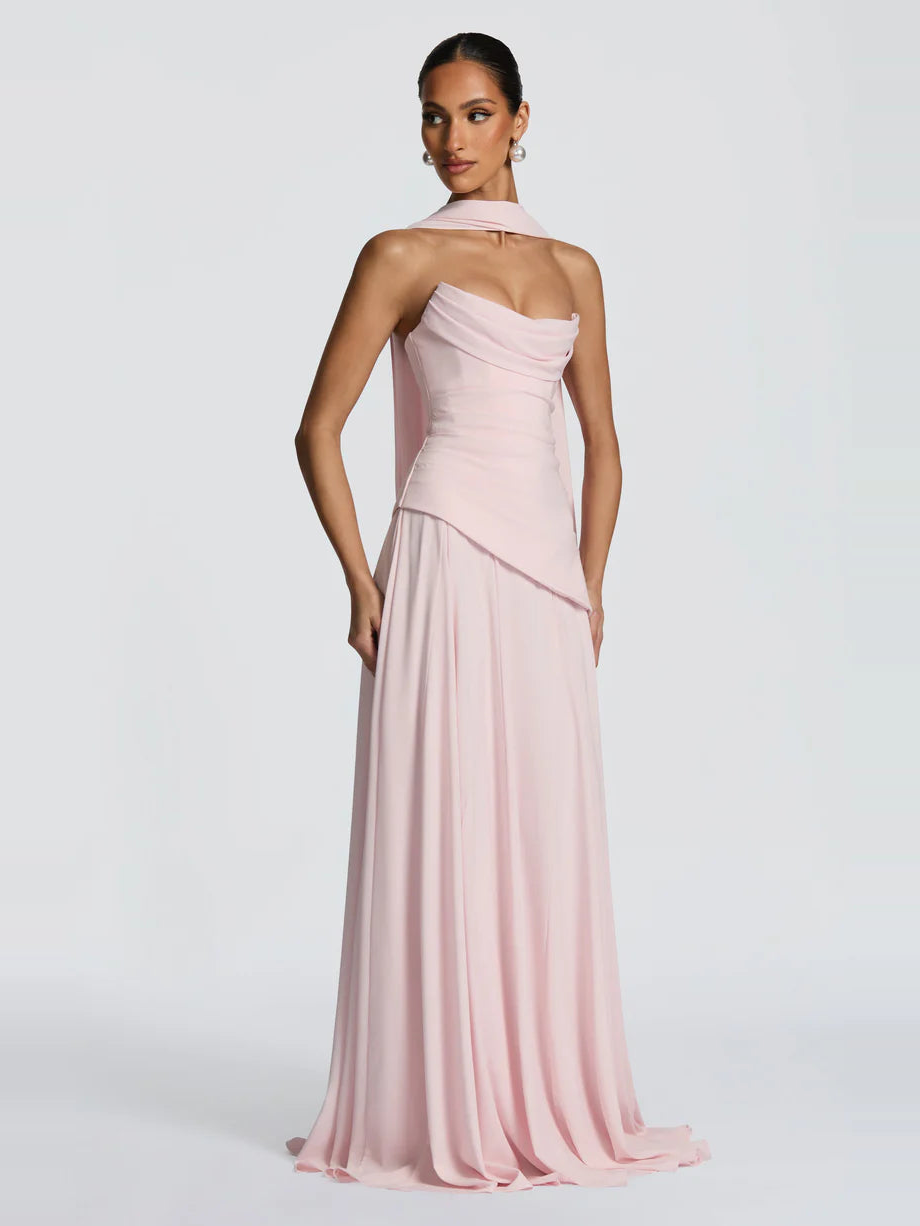 Halter Yaka Maxi Abiye Elbise