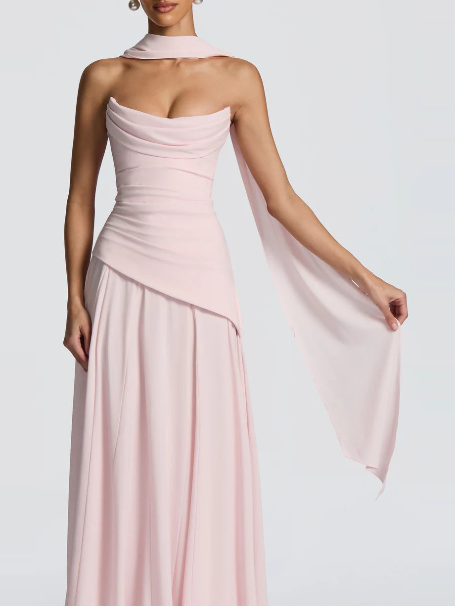 Halter Yaka Maxi Abiye Elbise