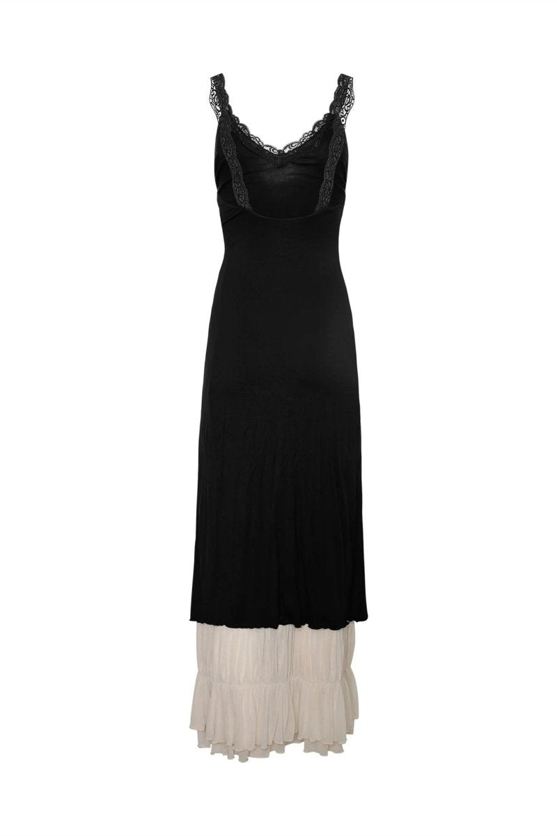 Irene V Yaka Dantelli Maxi Elbise