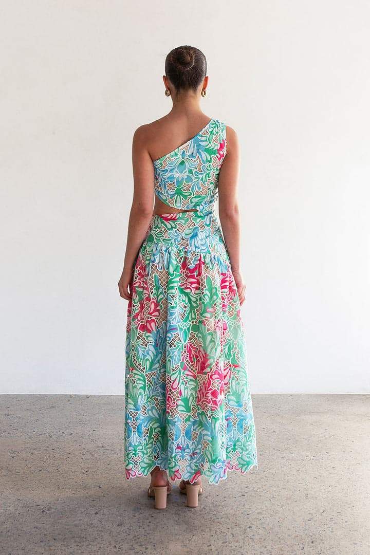 Jocelyn İşlemeli Cut-Out Midi Elbise
