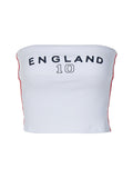 England Baskılı Straplez Crop Top