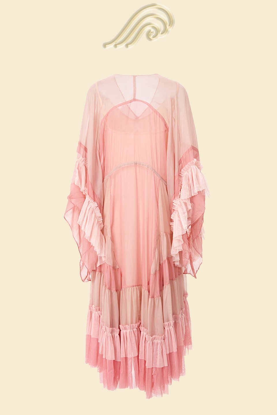Katie Mesh Degrade Pembe Midi Maxi Elbise