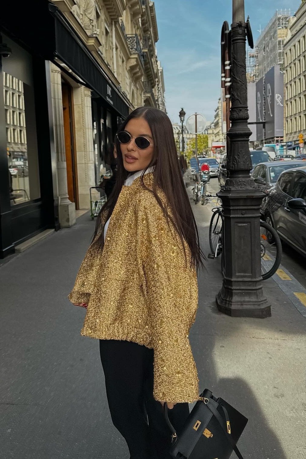 Kimberly Yakalı Metalik Payet Ceket