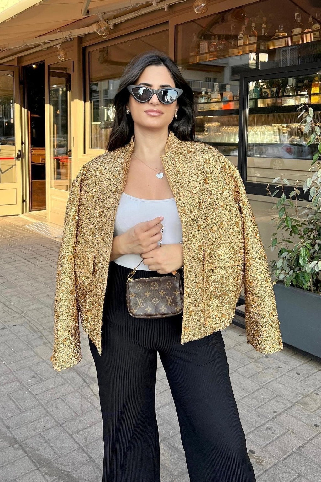 Kimberly Yakalı Metalik Payet Ceket