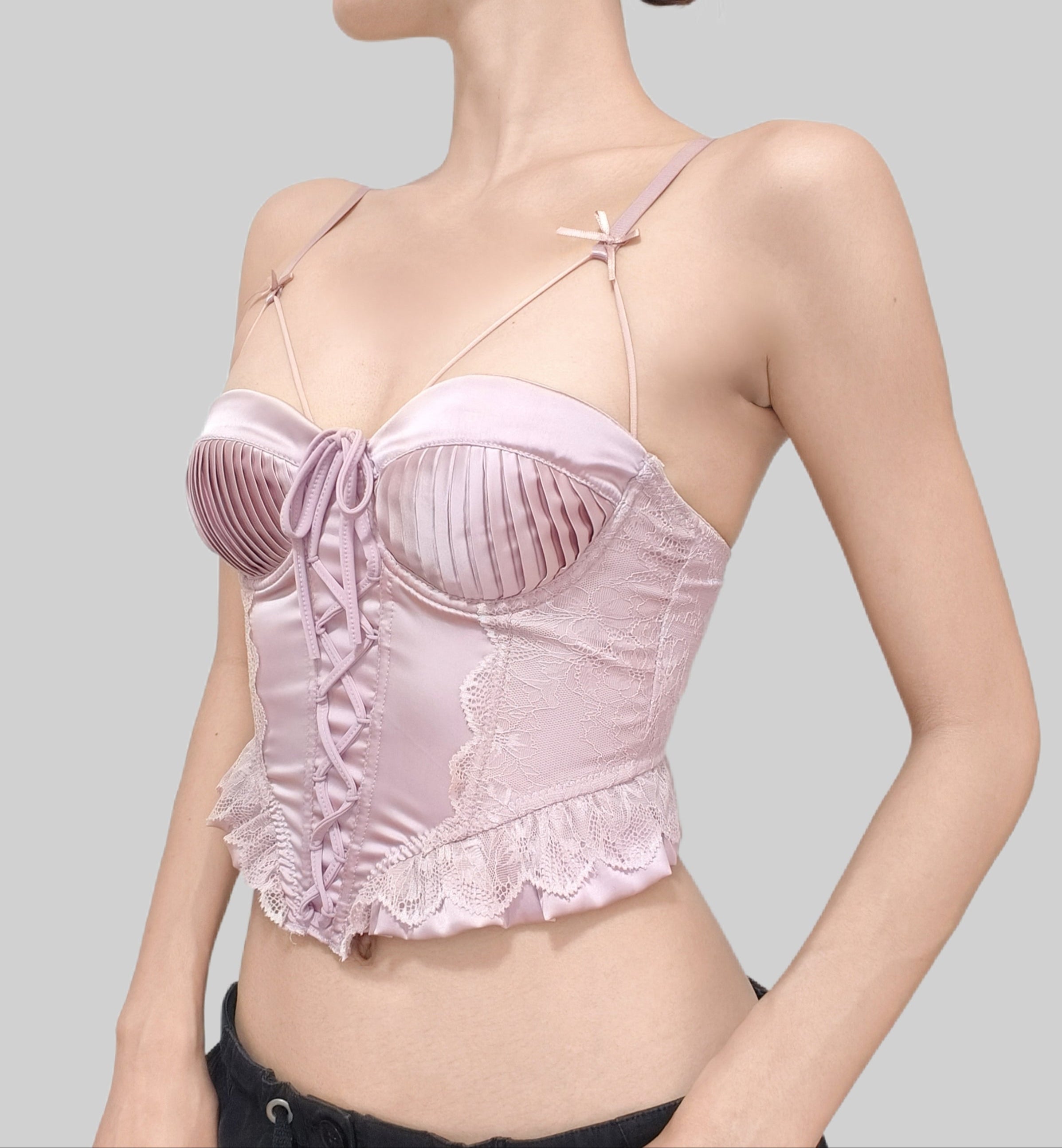 Fransız Kort Stili Saten Korse Bra ®