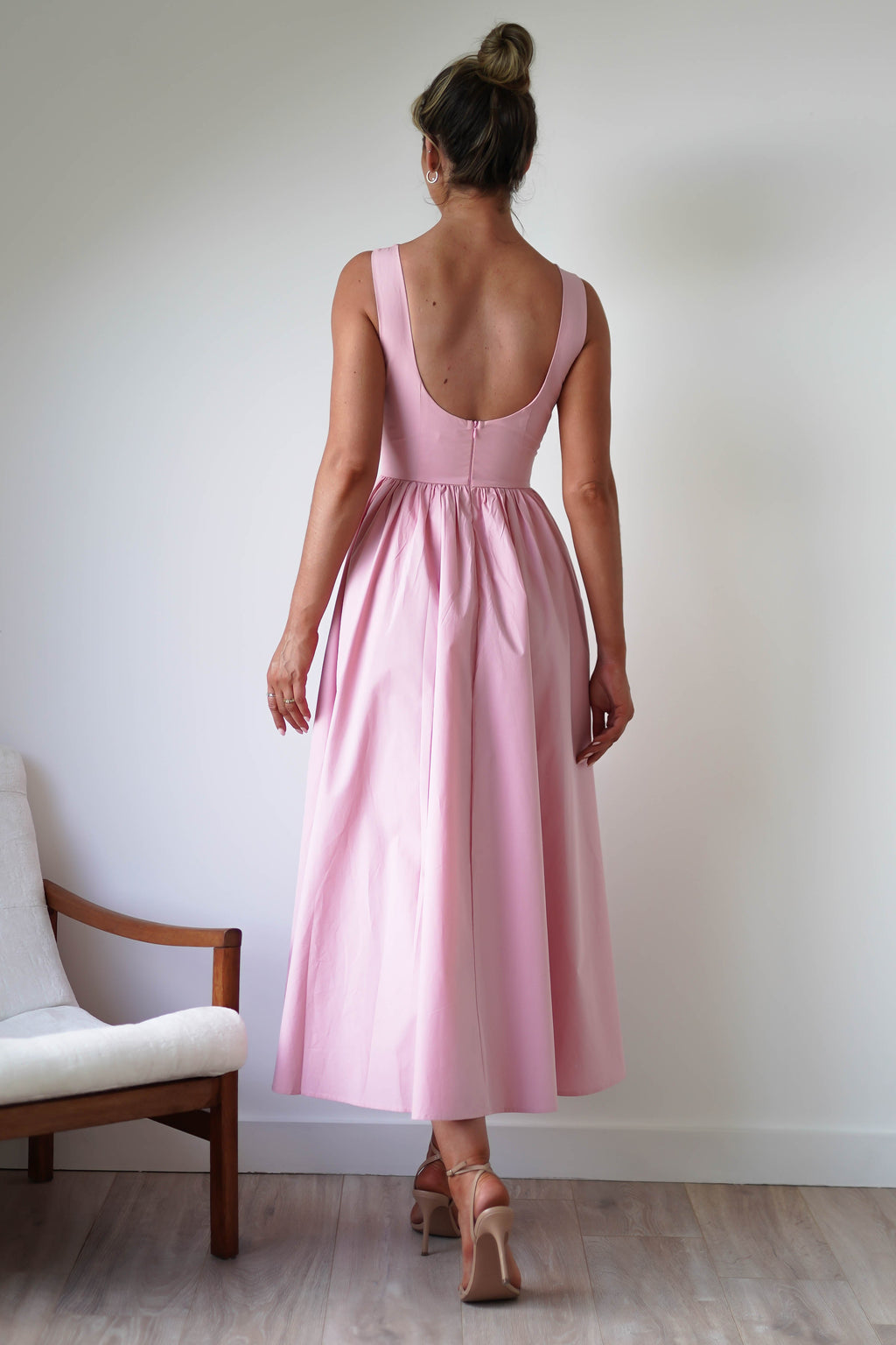 Lanelle Pamuklu Midaxi Elbise | Pembe