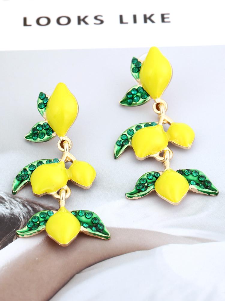 Limon Ağacı Pırlanta Damla Küpe