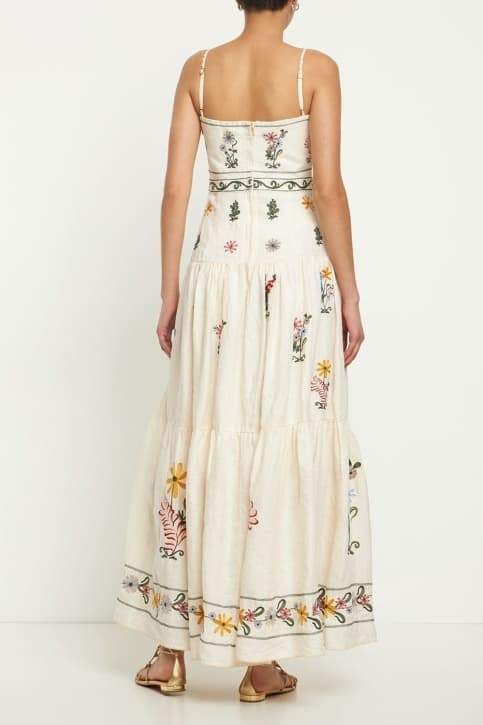 Lilah Çiçek İşlemeli Maxi Slip Elbise