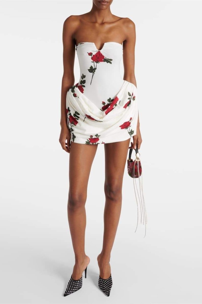 Louise Rose Baskılı Korse Mini Elbise