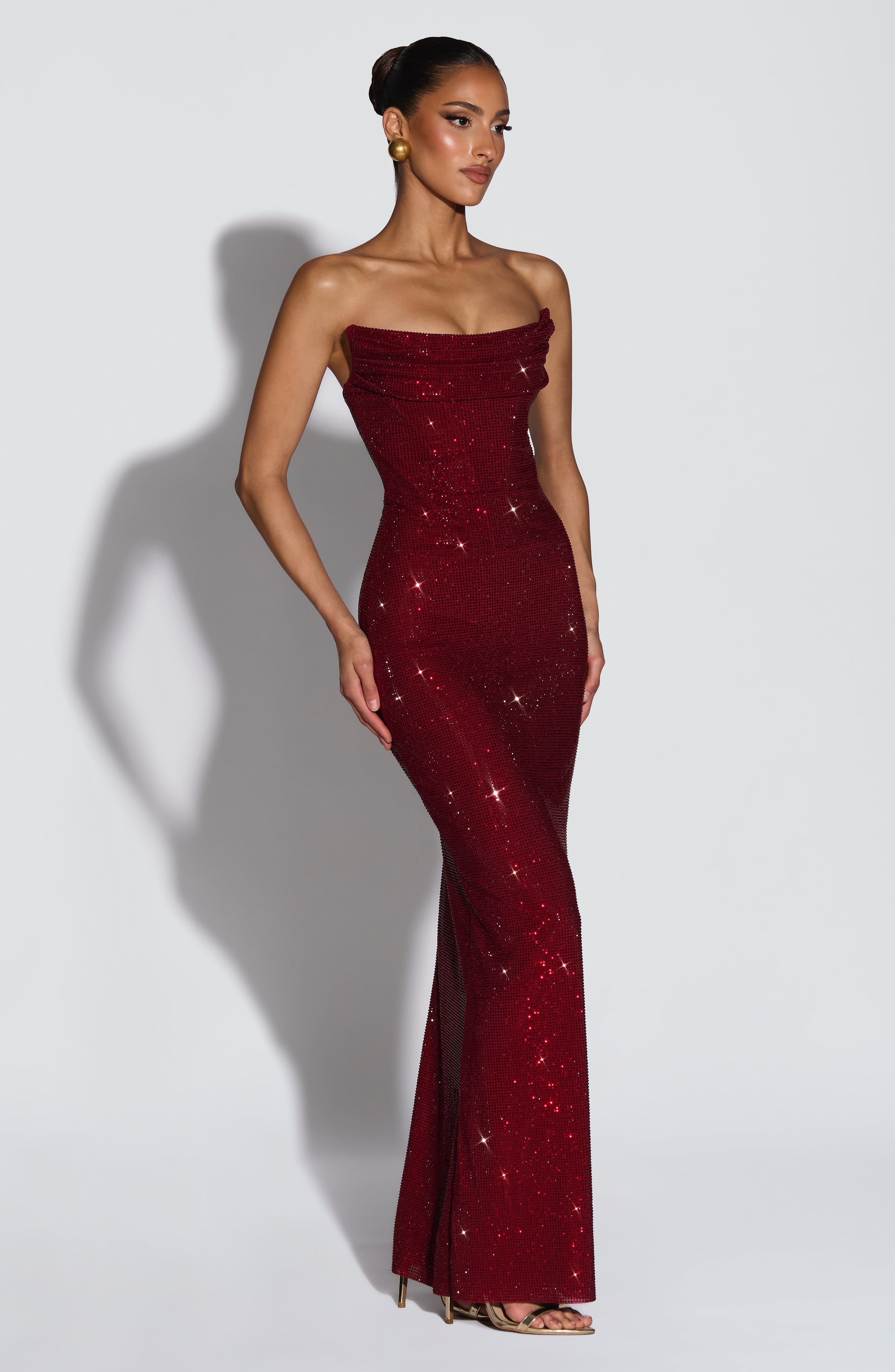 Mirabella Maxi Elbise - Bordo