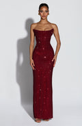 Mirabella Maxi Elbise - Bordo