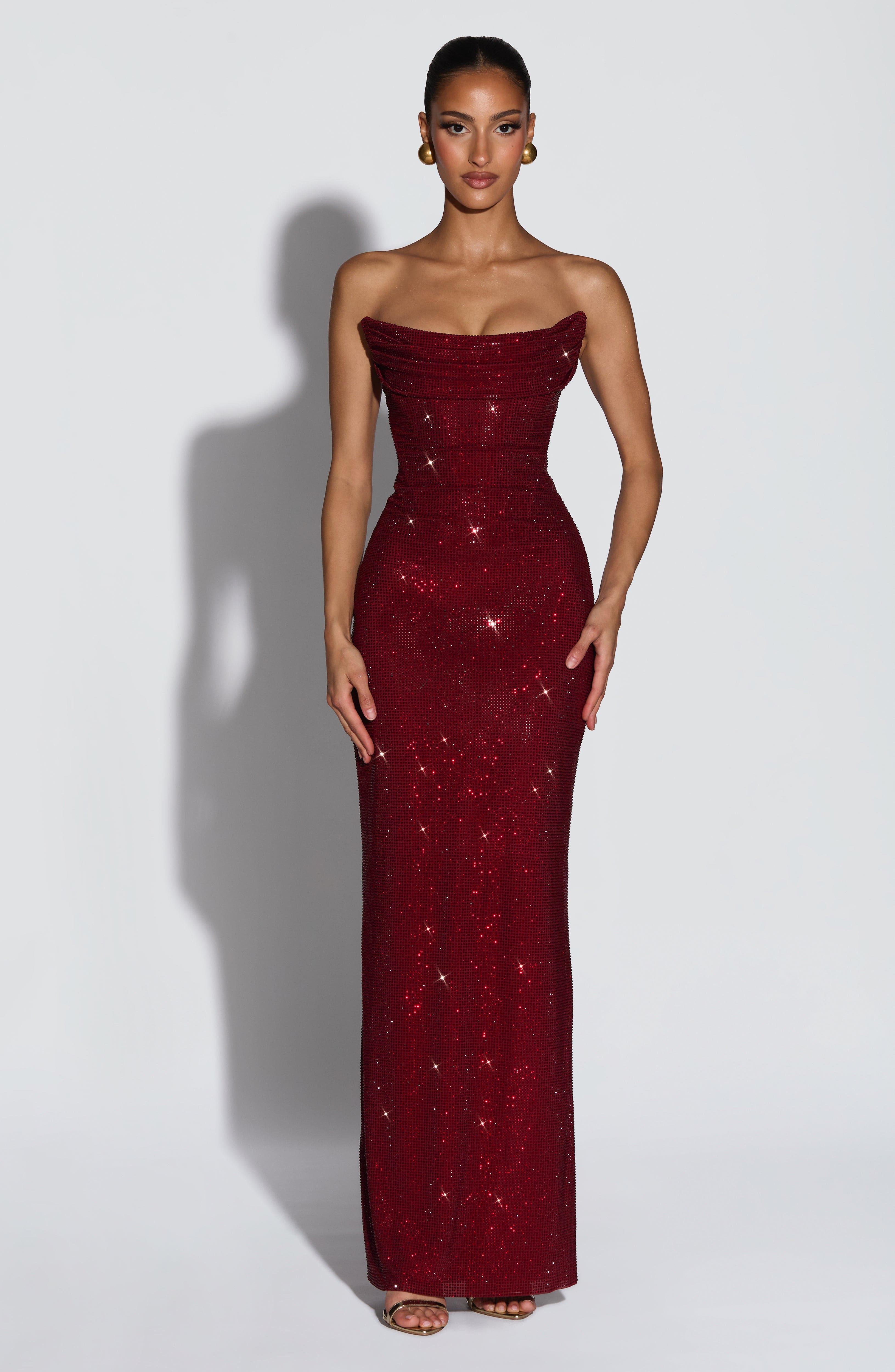 Mirabella Maxi Elbise - Bordo