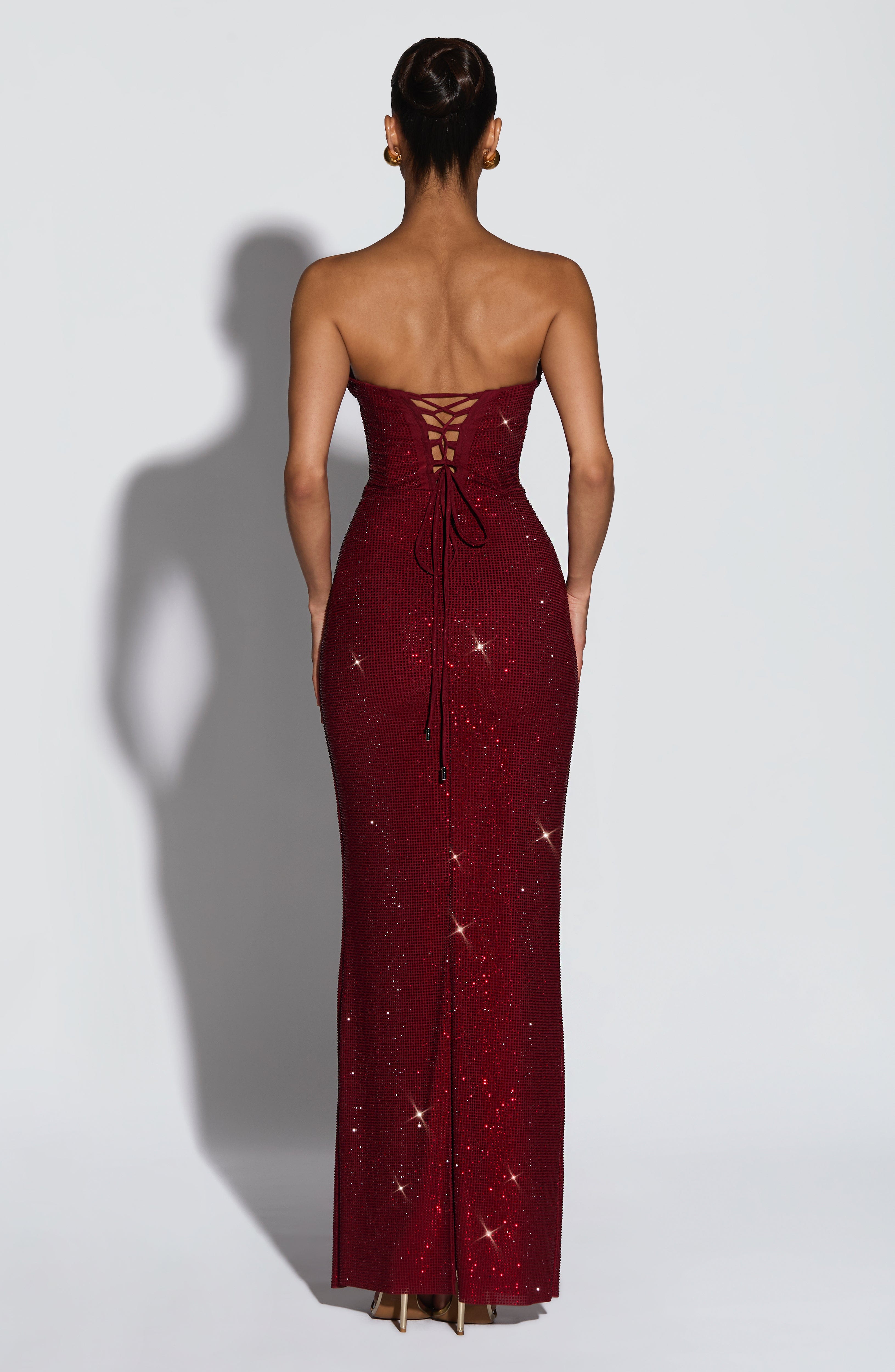 Mirabella Maxi Elbise - Bordo
