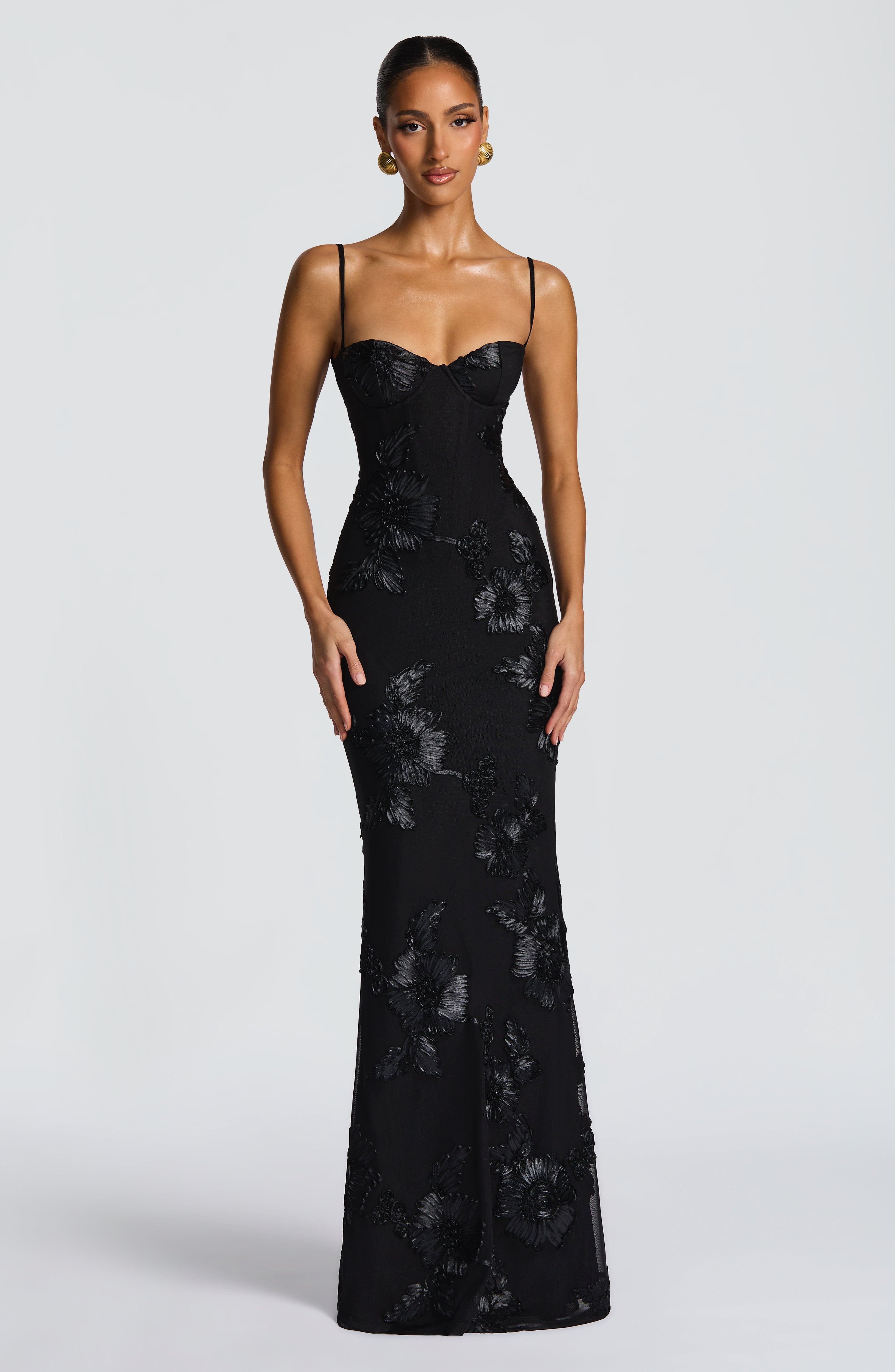Nefertiti Maxi Elbise - Siyah