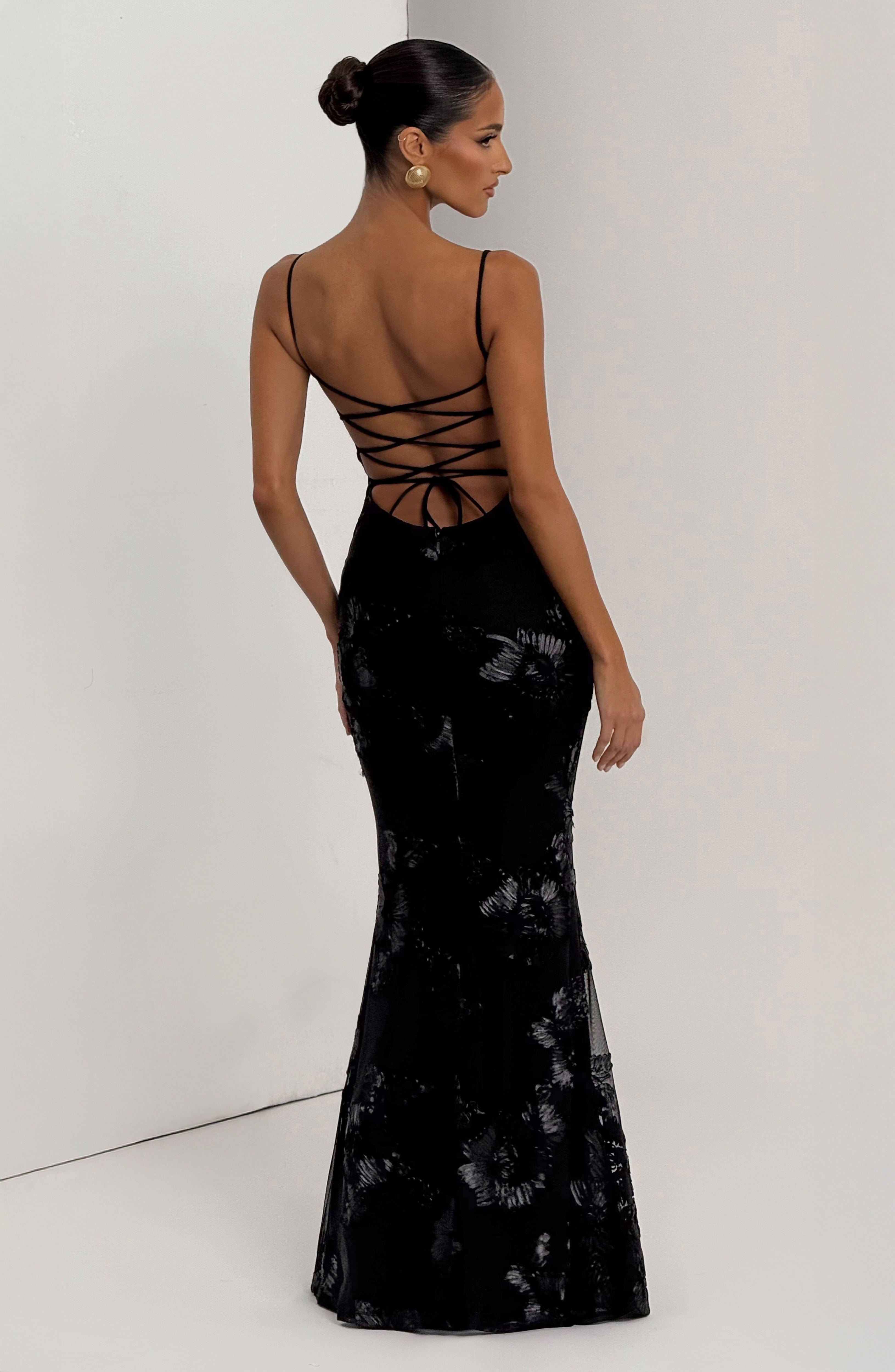 Nefertiti Maxi Elbise - Siyah