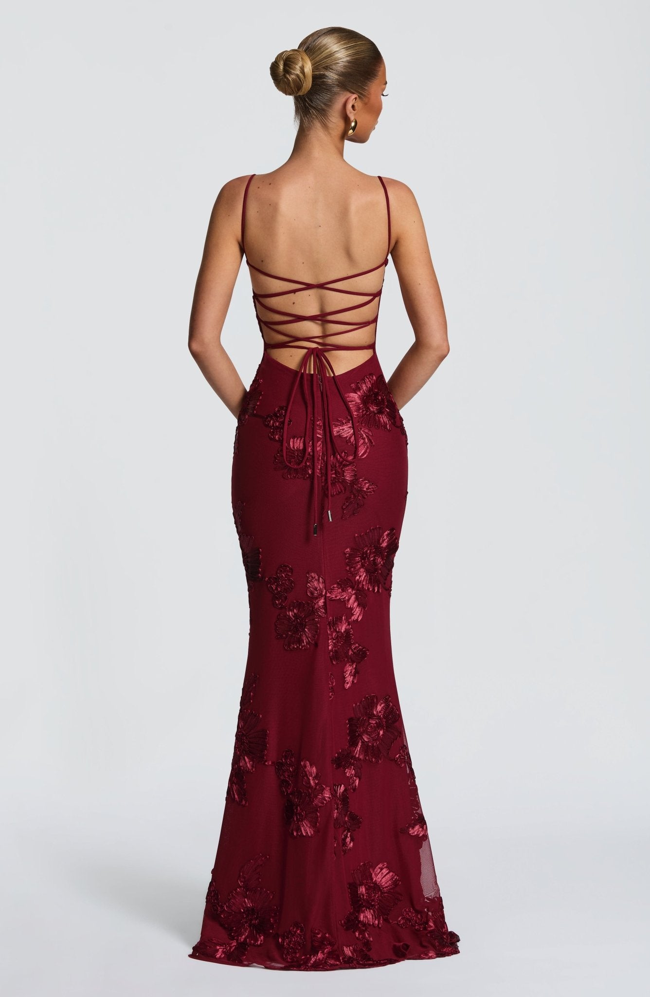Nefertiti Maxi Elbise - Bordo