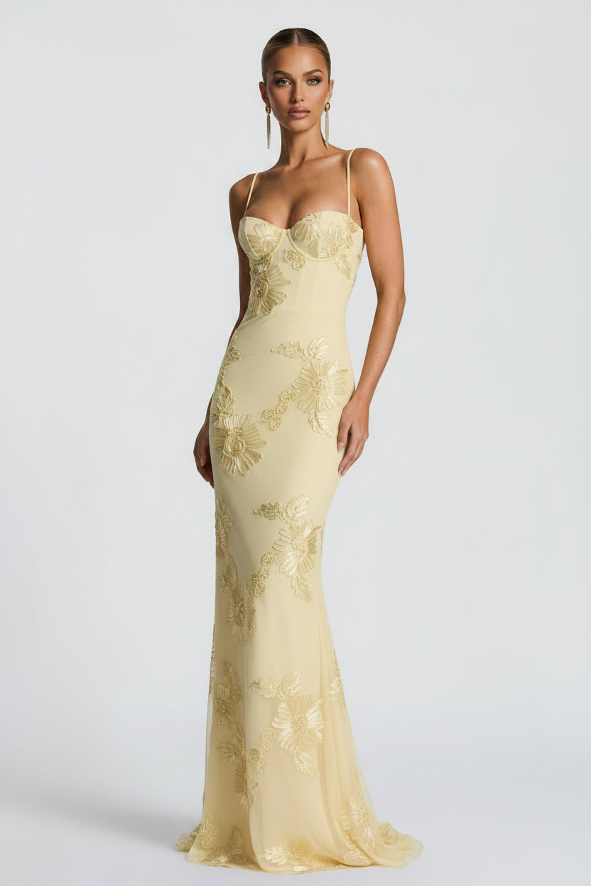Nefertiti Maxi Elbise - Limon
