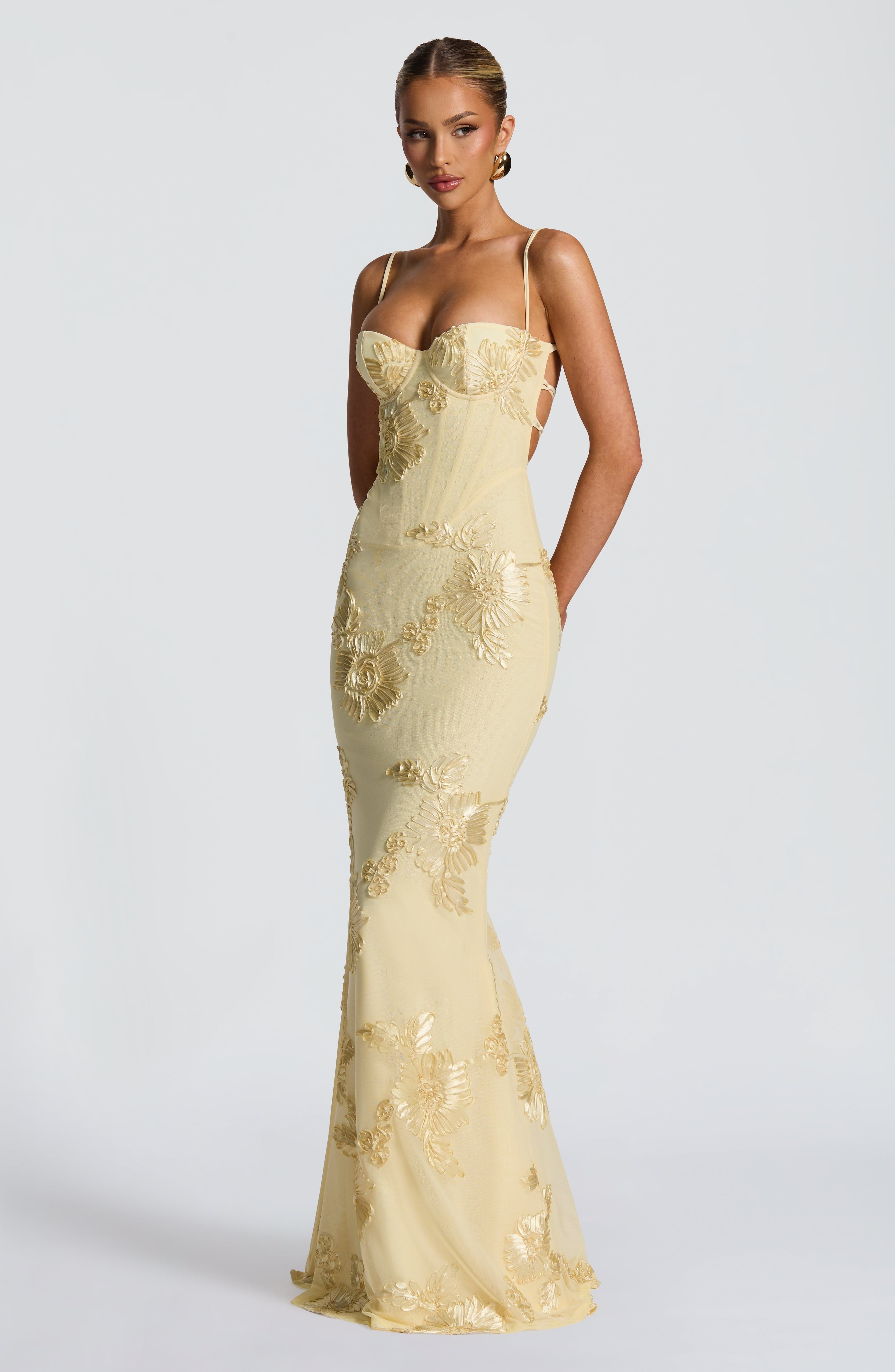 Nefertiti Maxi Elbise - Limon