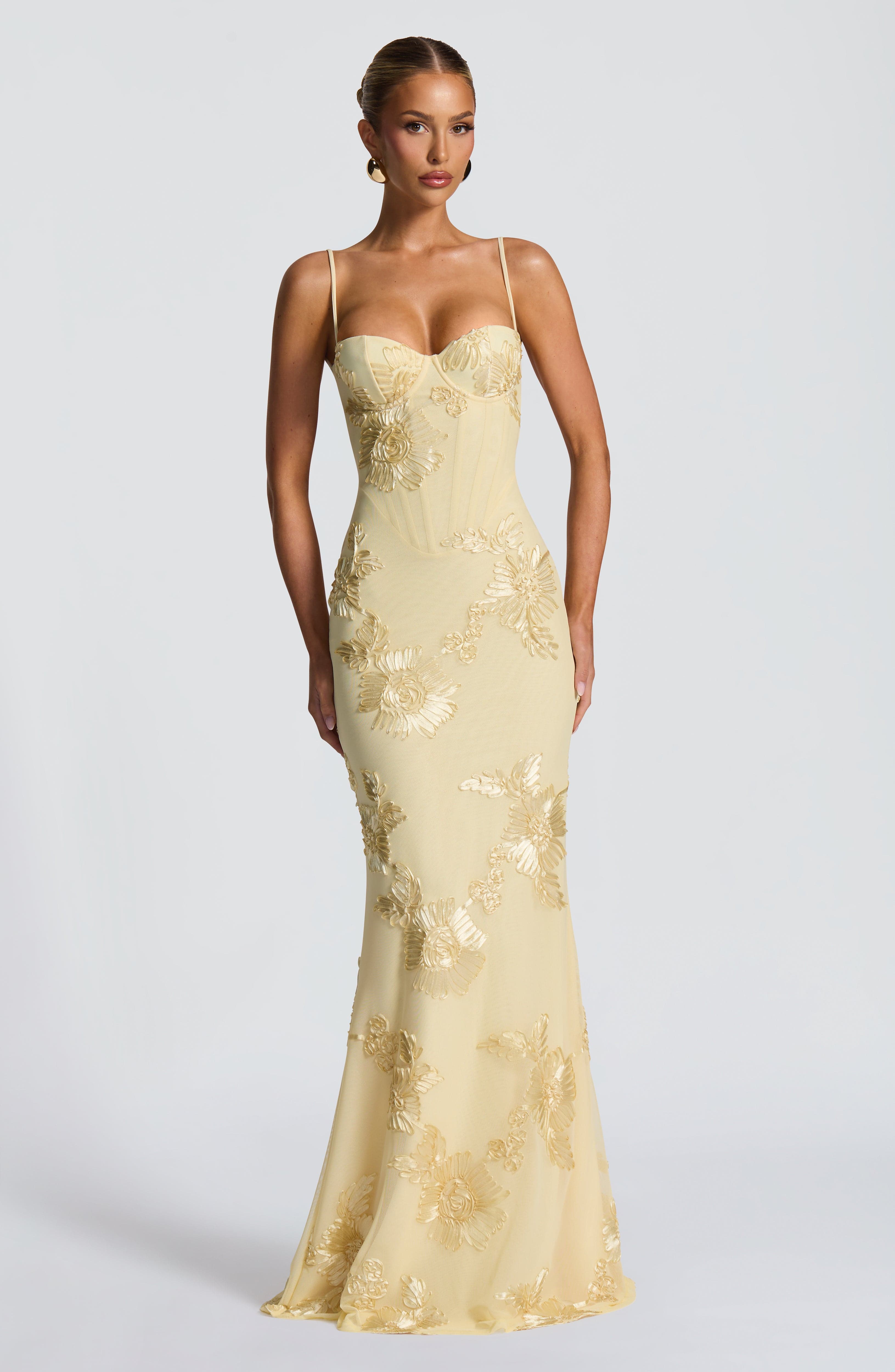 Nefertiti Maxi Elbise - Limon