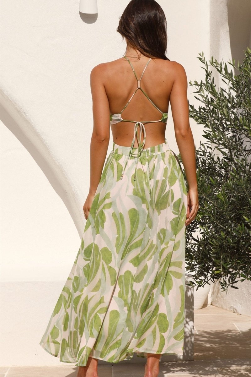 Olivia Çiçek Baskılı Cut-Out Midi Elbise
