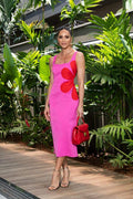 Ophelia Çiçek Baskılı Cut-Out Midi Elbise