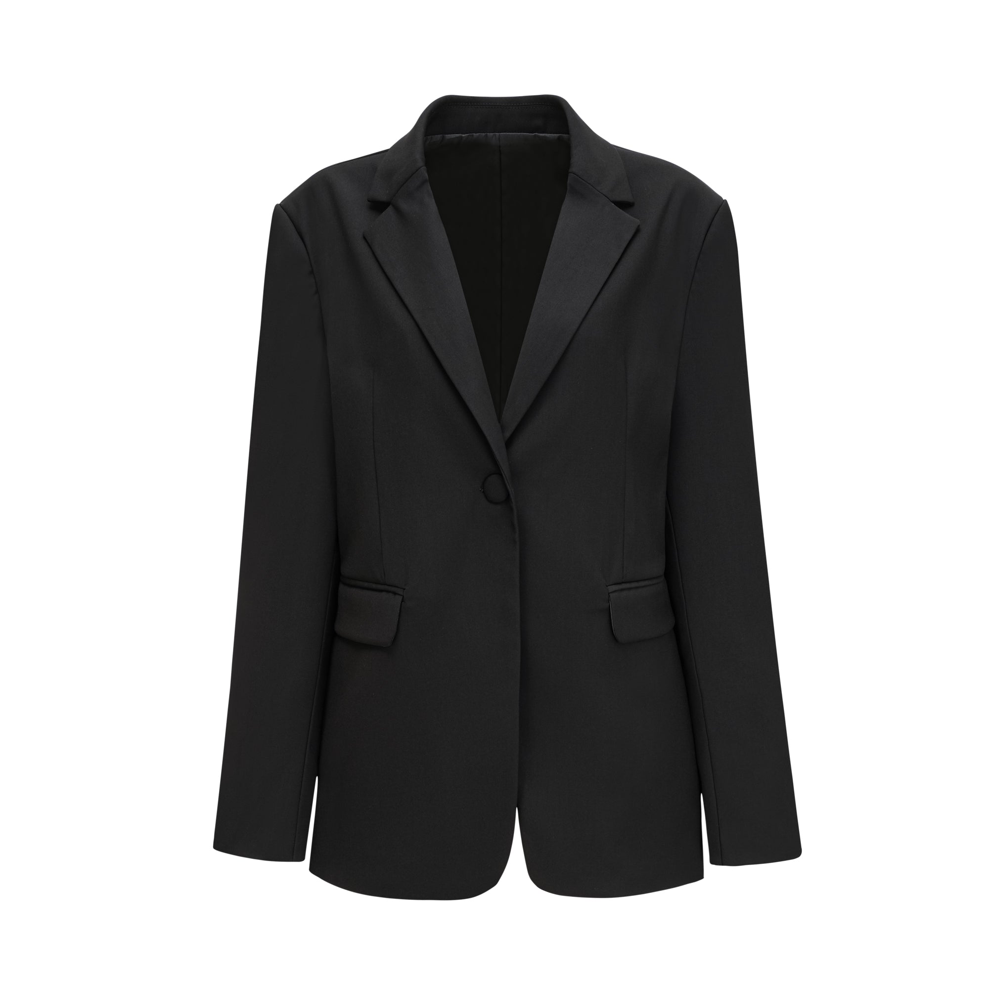 Renée Siyah Bol Kesim Tek Düğmeli Yün Blazer