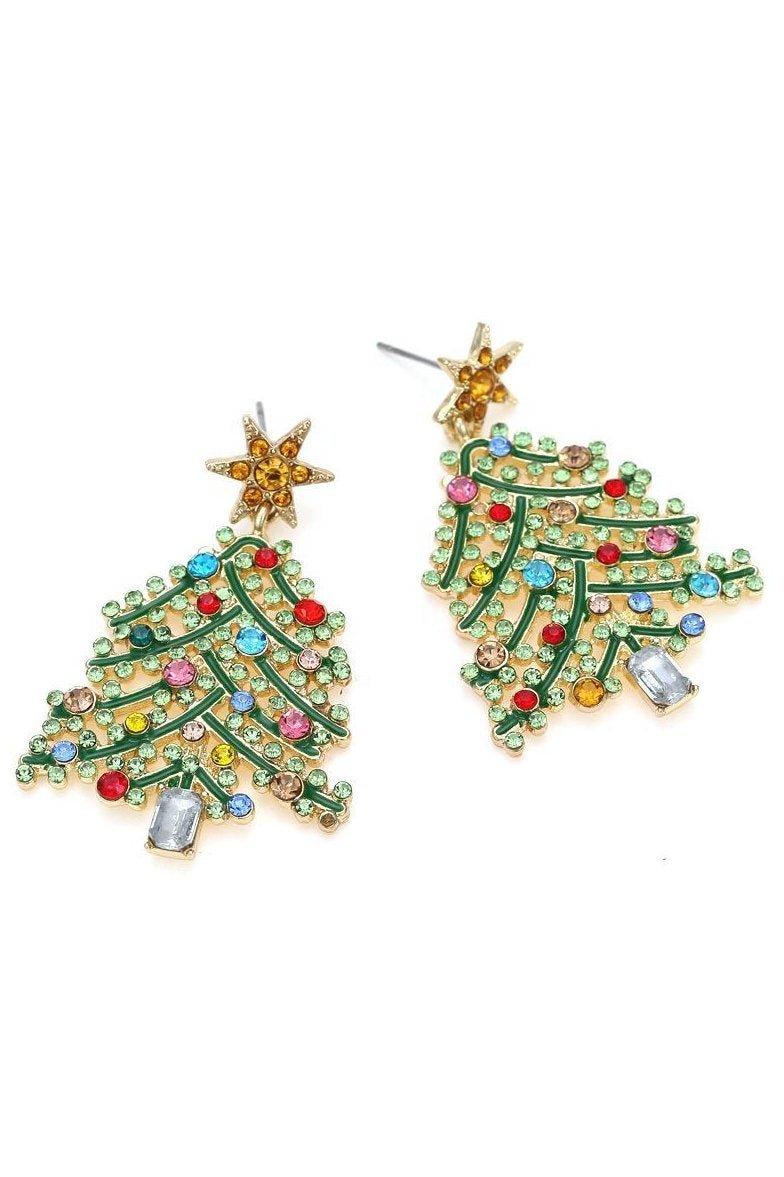 Yapay Elmas Noel Ağacı Damla Küpe
