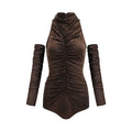Rose-Suzette Kahverengi Kristal İşlemeli Body