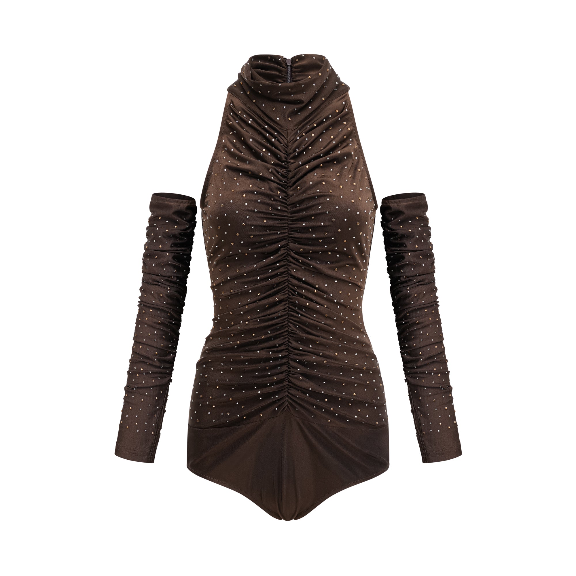 Rose-Suzette Kahverengi Kristal İşlemeli Body