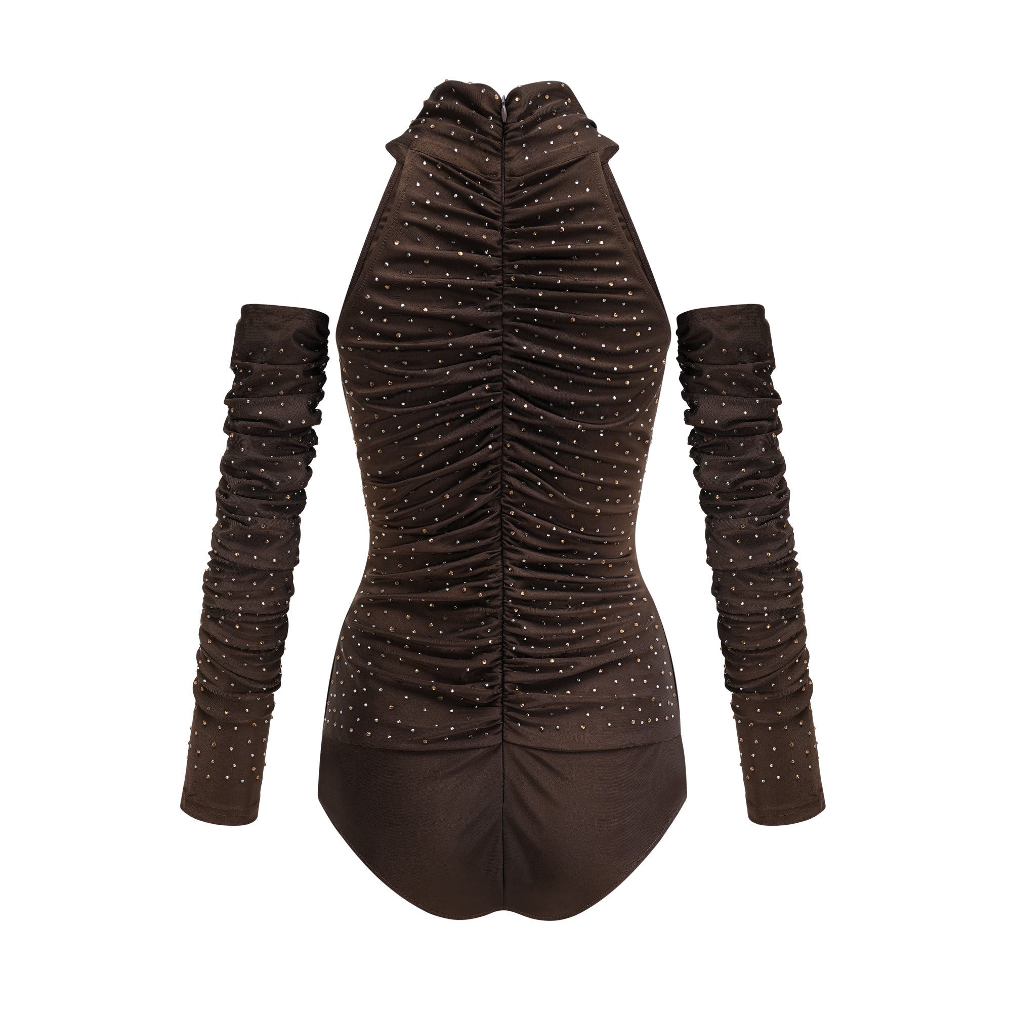 Rose-Suzette Kahverengi Kristal İşlemeli Body