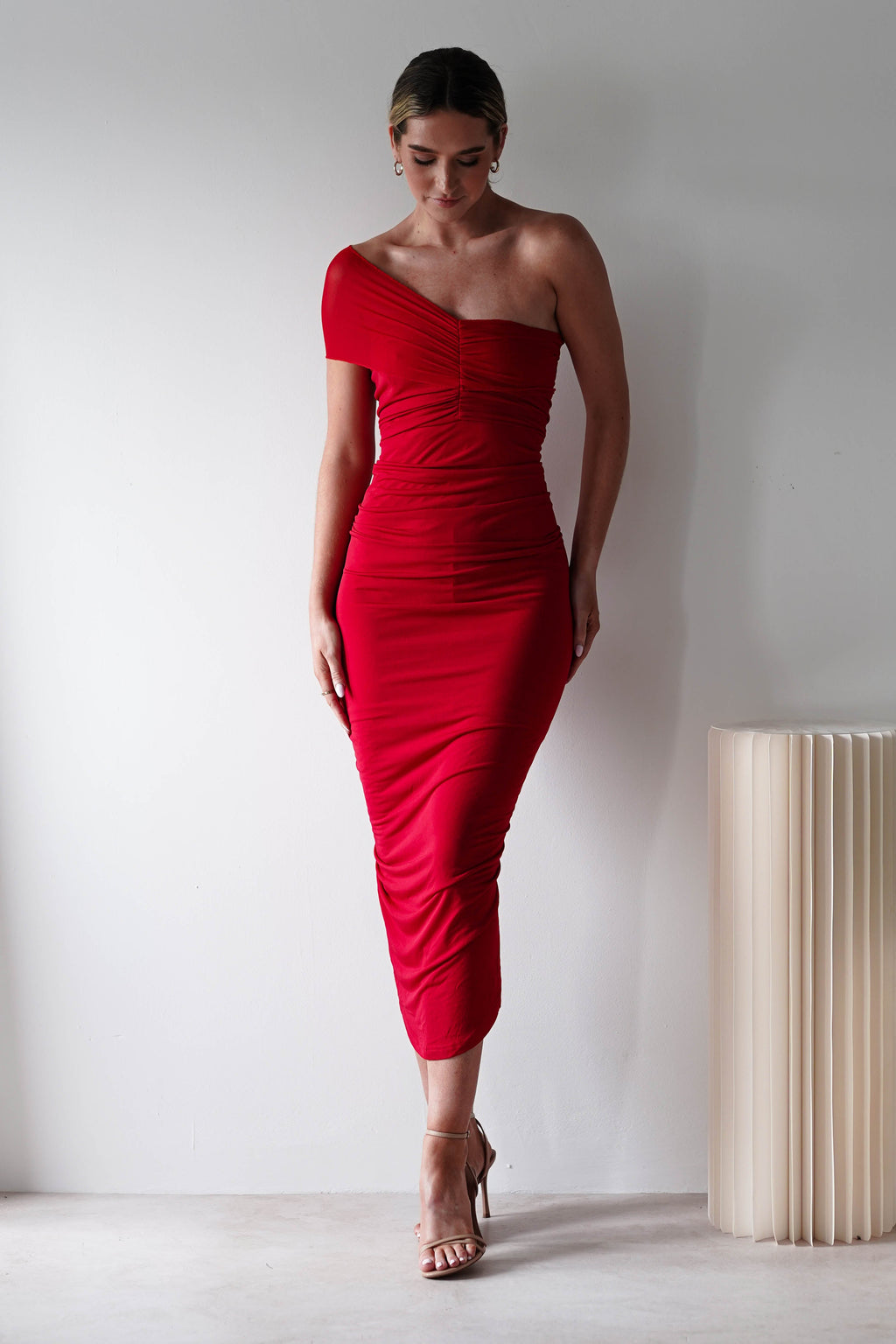 Sania Bodycon Midi Elbise | Kırmızı
