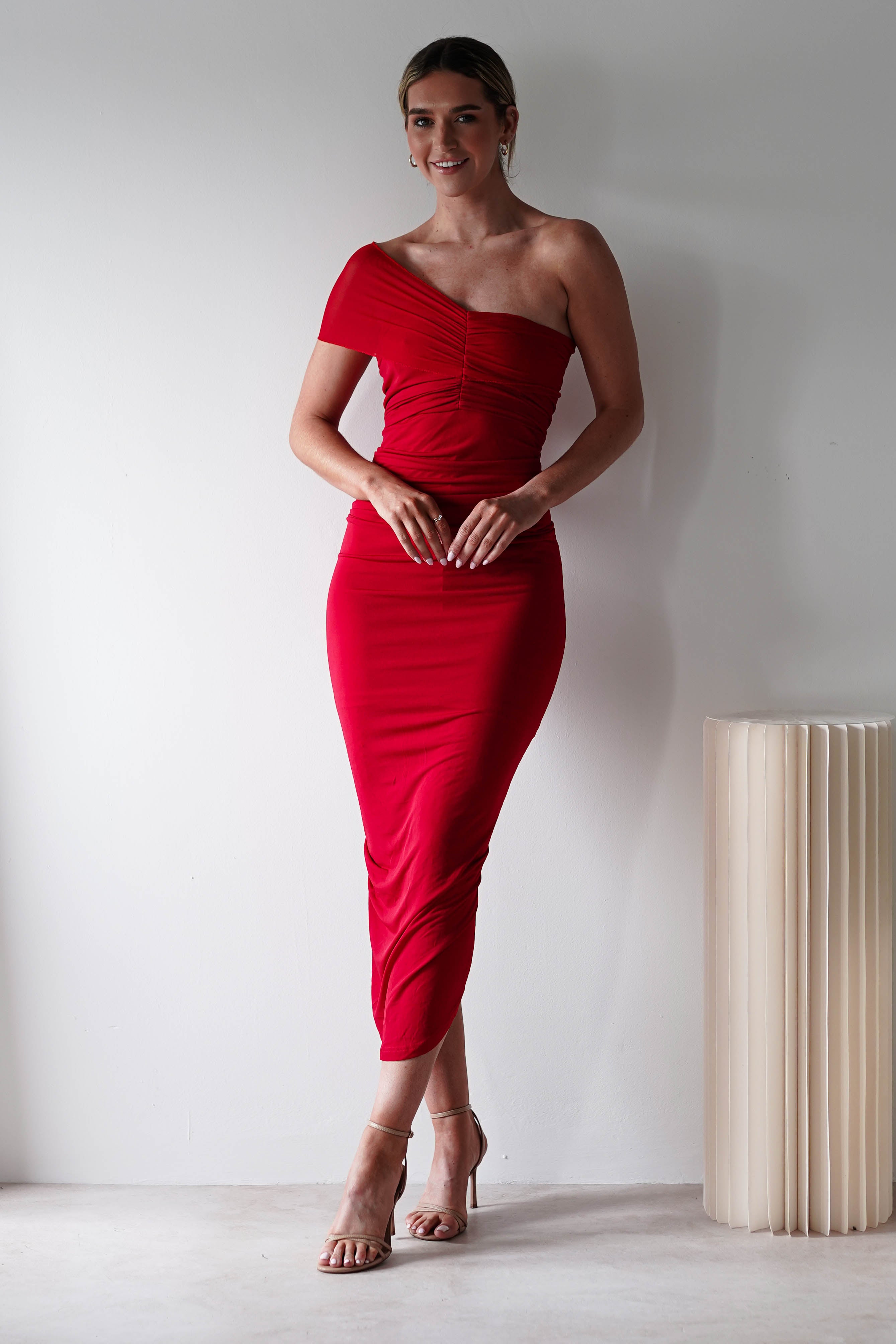 Sania Bodycon Midi Elbise | Kırmızı