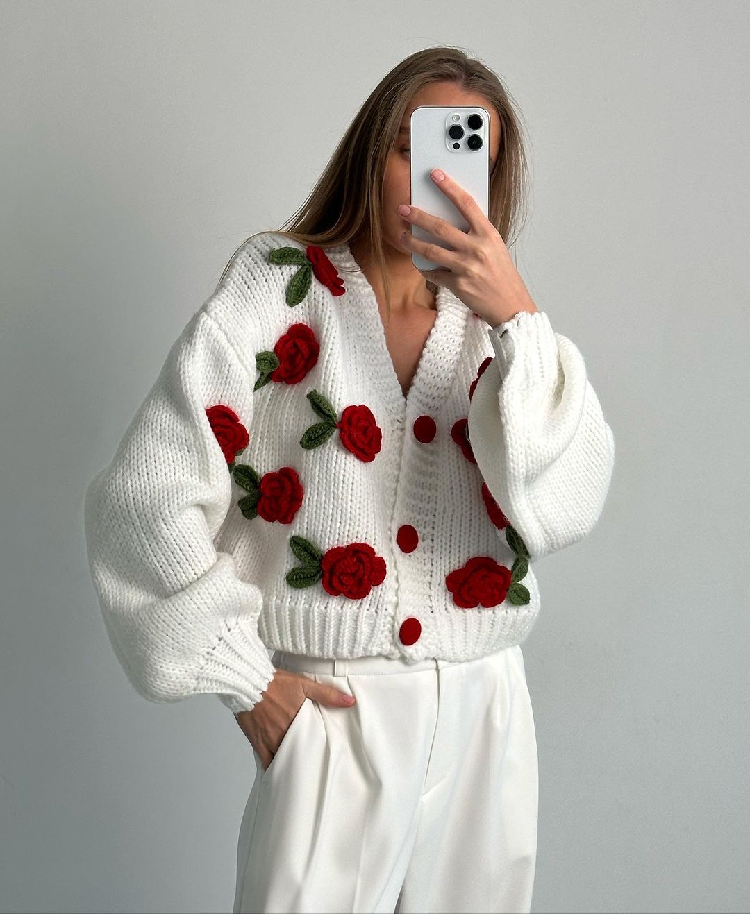 Selena Rose Örgü Kazak Hırka