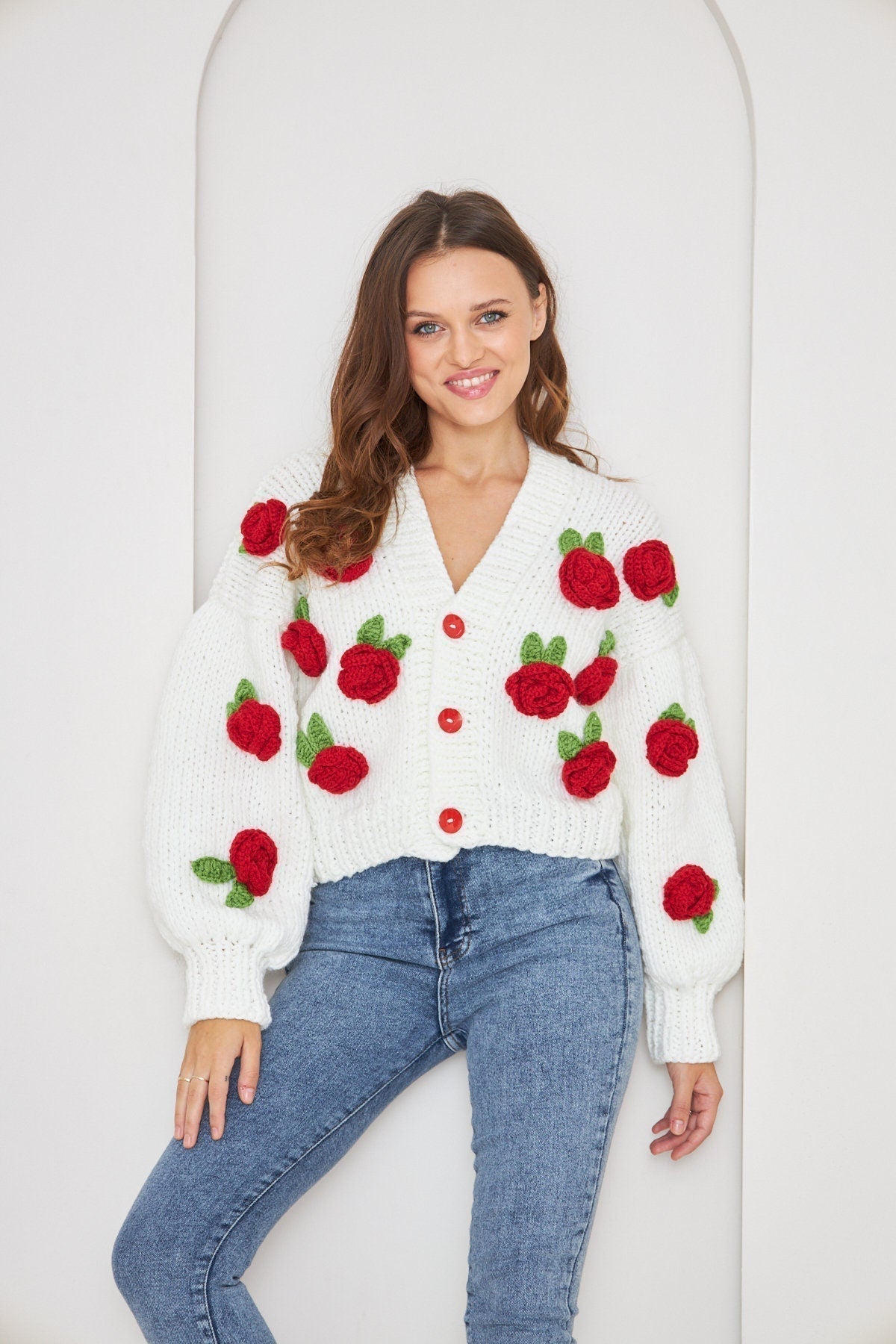 Selena Rose Örgü Kazak Hırka