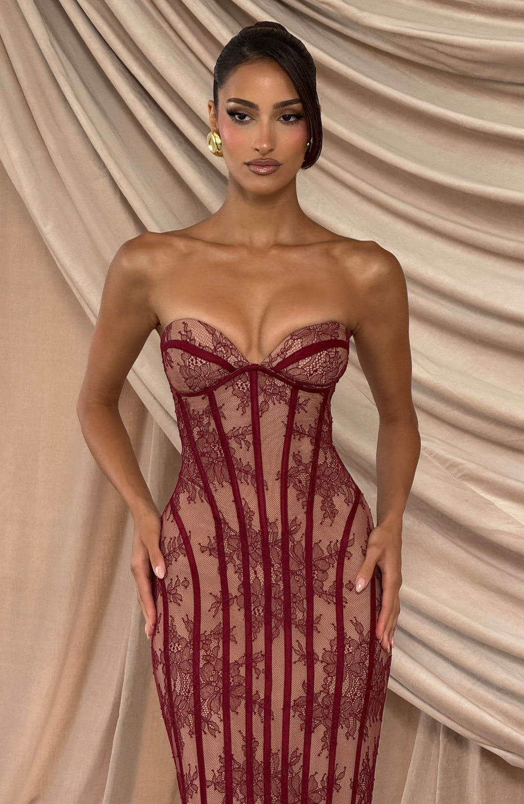Sian Maxi Elbise - Bordo